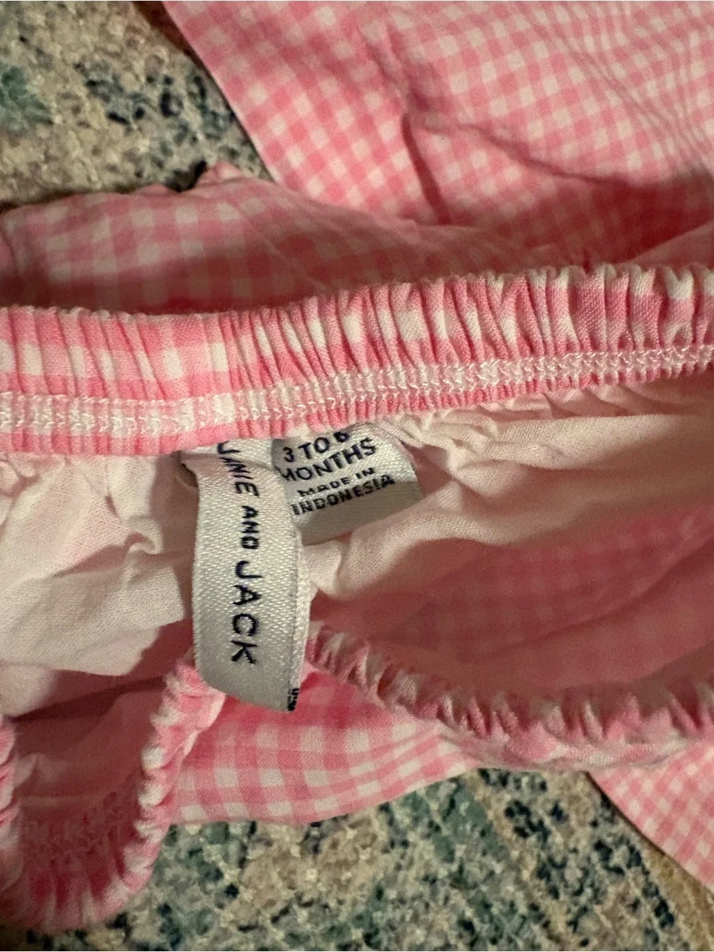 Pink Gingham Baby Dress & Bloomer Set - Floral Collar